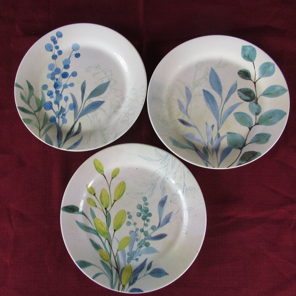 BICO Botanical Valley set of 3 salad luncheon plates 8-3/4"